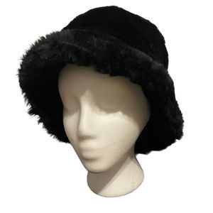 Old Navy Fall 2000 Faux Fur Black Bucket Hat (VTG)